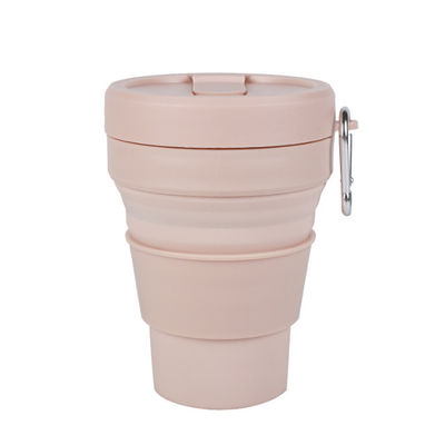 taza de café plegable portátil del silicón 16oz con la tapa y la paja