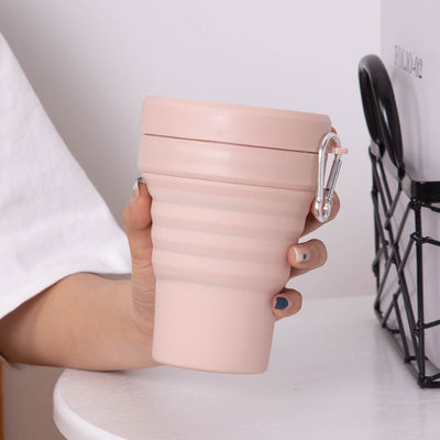 taza de café plegable portátil del silicón 16oz con la tapa y la paja