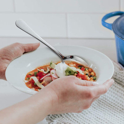 Cucharas de acero inoxidables de plata de la cena de 12 pedazos fijadas para la cocina o el restaurante casera