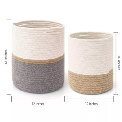 cesta tejida 10" 12" de cesta de la planta de la cuerda del algodón plantadores interiores del piso de la maceta para la decoración casera