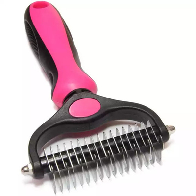 El peine de Cat Dog Pet Shedding Dematting Deshedding cepilla de largo el acero inoxidable de la manija