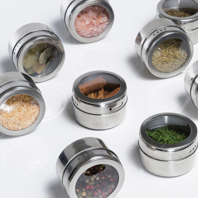 Tarros de acero inoxidables de la especia de la cocina con el imán del almacenamiento de estante