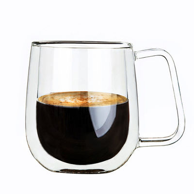 la pared doble de cristal de la taza de café del claro 12oz aisló los vidrios