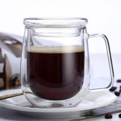 la pared doble de cristal de la taza de café del claro 12oz aisló los vidrios