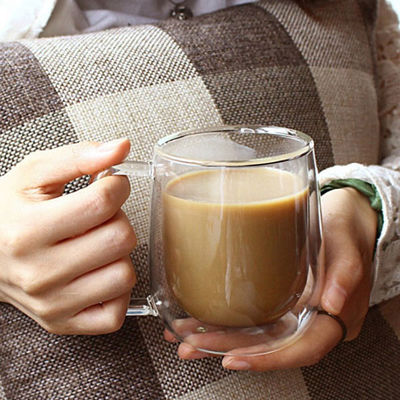 la pared doble de cristal de la taza de café del claro 12oz aisló los vidrios
