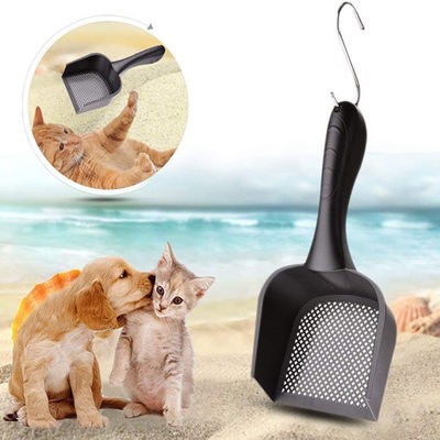 Pala fina de Scooper de la litera de los pequeños agujeros plásticos negros para Cat Dog