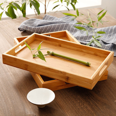 Mesa de centro de madera Tray With Handles de servicio de bambú de la consumición