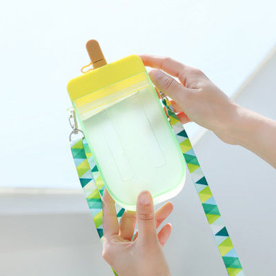 botella de agua linda plástica 300ml multicolora con la paja