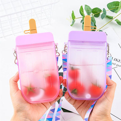 botella de agua linda plástica 300ml multicolora con la paja