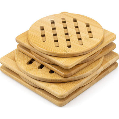 Cojines calientes de madera de bambú natural de la trébede de la cocina a prueba de calor
