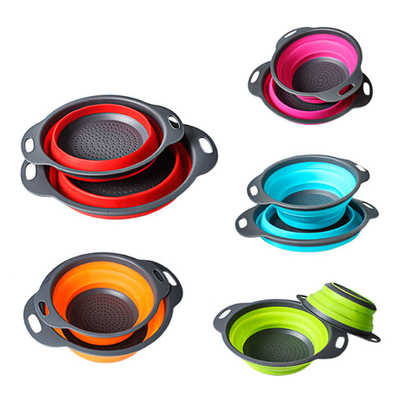 Tamices de los coladores del ahorrador del espacio de la cocina de 2 pedazos plegables