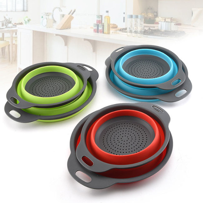 Tamices de los coladores del ahorrador del espacio de la cocina de 2 pedazos plegables