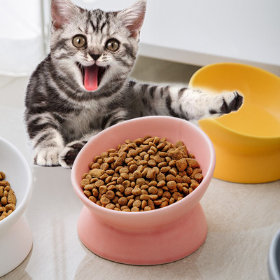Animal doméstico criado de cerámica multicolor de Cat Bowls Elevated Porcelain For