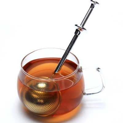 Infusores de bola de té de acero inoxidable mango largo para especias de té de hoja