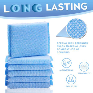 Almohadillas De Limpieza De Nylon Azul De Larga Duración Y Reutilizables