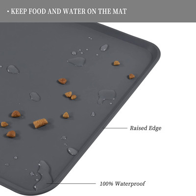 Alfombrilla de silicona gris para perros y gatos, antiadherente, resistente al agua