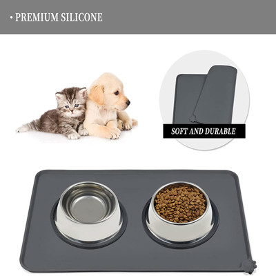 Alfombrilla de silicona gris para perros y gatos, antiadherente, resistente al agua
