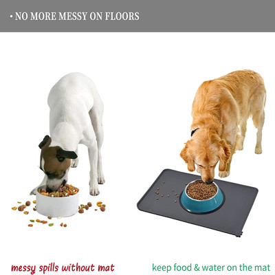 Alfombrilla de silicona gris para perros y gatos, antiadherente, resistente al agua