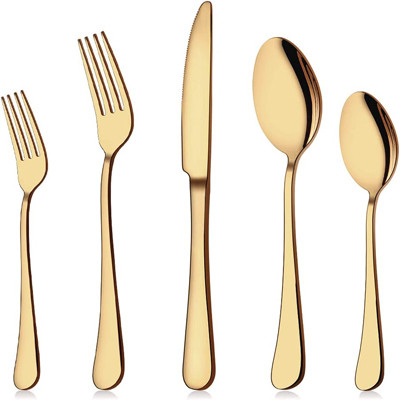 Cubiertos Utensilios de cocina Juego de cubiertos dorados Acero inoxidable