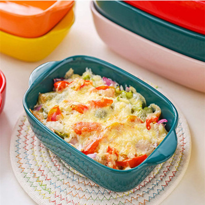 Pequeño plato rectangular de cerámica para hornear para horno Utensilios para horno