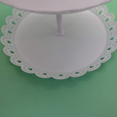 2 3 tortas blancas plásticas de la placa de la fruta del soporte de la magdalena de la grada para la boda