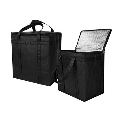 Bolsos de compras aislados reutilizables negros para el almacenamiento del transporte de la comida