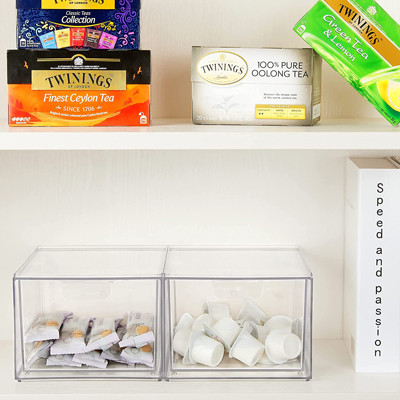 Compartimientos de almacenamiento de Storage Drawers Plastic del organizador del maquillaje de 2 paquetes apilables