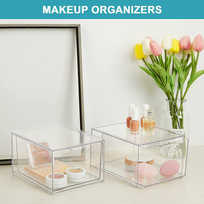 Compartimientos de almacenamiento de Storage Drawers Plastic del organizador del maquillaje de 2 paquetes apilables