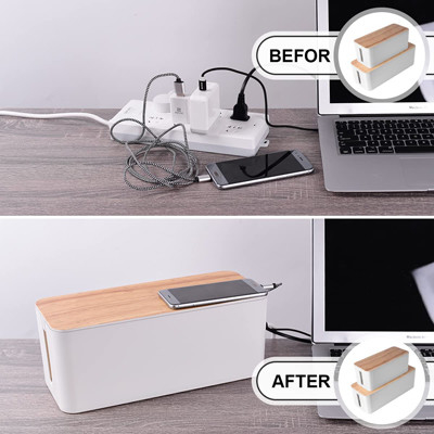 Caja de bambú blanca plástica de la gestión de cable del estilo multifuncional