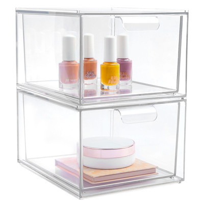 Organizador apilable Drawers With Lid del plástico transparente del maquillaje multifuncional