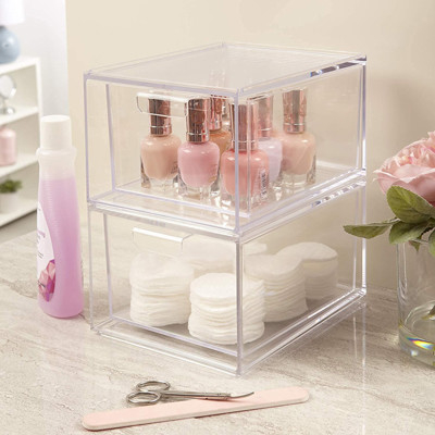 Organizador apilable Drawers With Lid del plástico transparente del maquillaje multifuncional