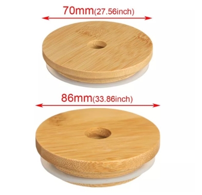 Electrodomésticos 70mm/86m m Mason Lids de bambú con el sello Mason Caps de Straw Hole y del silicón