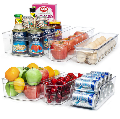 Compartimientos libres 6pcs de las cajas de almacenamiento del refrigerador del plástico transparente de BPA