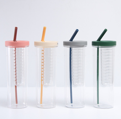 Tazas plásticas del café express del OEM 700ml con Straw And Lid