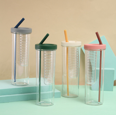 Tazas plásticas del café express del OEM 700ml con Straw And Lid
