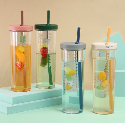 Tazas plásticas del café express del OEM 700ml con Straw And Lid
