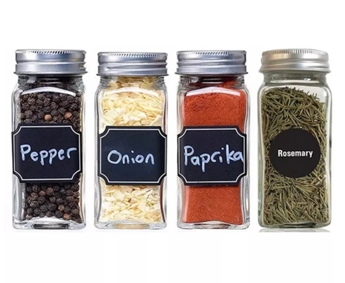 tarros cuadrados de la especia de la cocina de 12pcs 120ml con las tapas de Shaker Lids And Airtight Metal