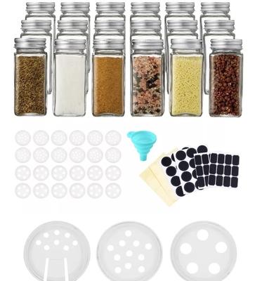 tarros cuadrados de la especia de la cocina de 12pcs 120ml con las tapas de Shaker Lids And Airtight Metal