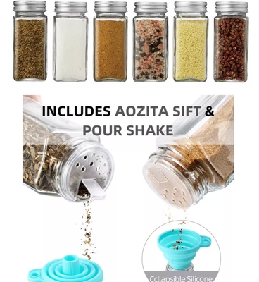 tarros cuadrados de la especia de la cocina de 12pcs 120ml con las tapas de Shaker Lids And Airtight Metal