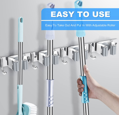fregona de acero inoxidable del soporte de la pared de los 60cm y organizador del tenedor de la escoba