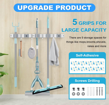 fregona de acero inoxidable del soporte de la pared de los 60cm y organizador del tenedor de la escoba