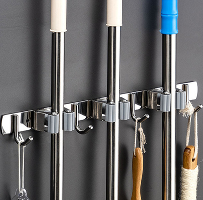 fregona de acero inoxidable del soporte de la pared de los 60cm y organizador del tenedor de la escoba