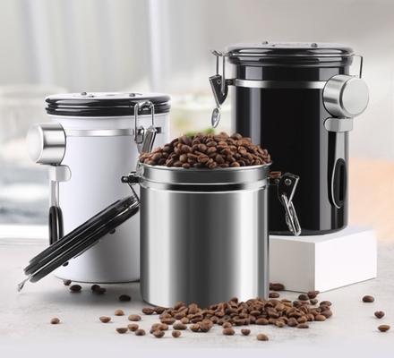 bote esencial de acero inoxidable de 500g Barista Tools Coffee Airtight con la válvula y la cuchara del CO2