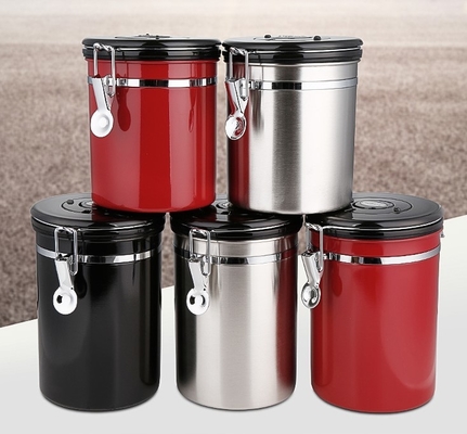 bote esencial de acero inoxidable de 500g Barista Tools Coffee Airtight con la válvula y la cuchara del CO2