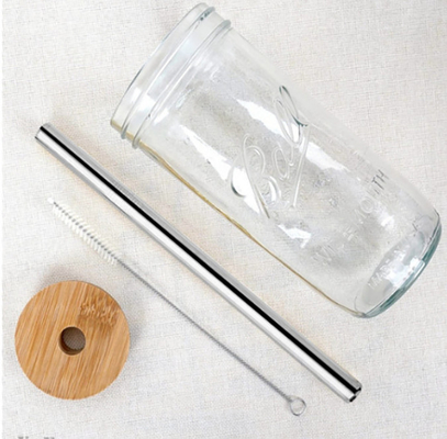 tazas anchas reutilizables de los vidrios de consumición del tarro de Mason Mouth Smoothie Cups Mason de las tazas de té de la burbuja 500ml