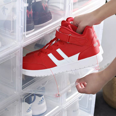 Caja de zapatos magnética del contenedor de almacenamiento plástico del hogar