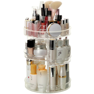 360 grados de acrílico ajustable que giran la grada cosmética del organizador 4
