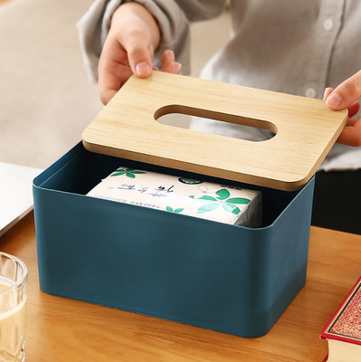 Caja de bambú de madera del tejido del contenedor de almacenamiento rectangular desprendible del hogar