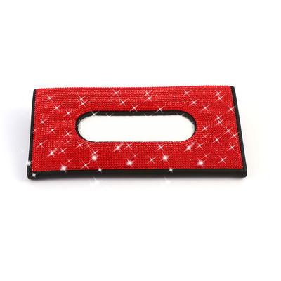Tenedor de cuero de la servilleta de la caja del tejido del visera del coche de la PU del diamante para el coche