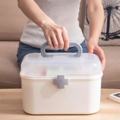 Organizador portátil de la caja de los primeros auxilios del plástico del contenedor de almacenamiento del hogar